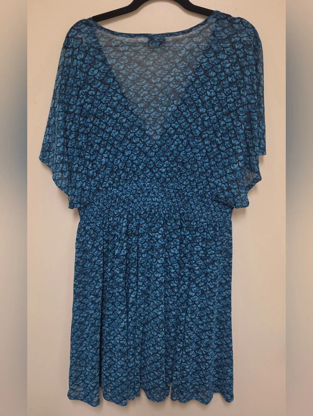 Torrid Chiffon Smocked Waist Cover-Up Dress Size 2 Color Mermaid scale EUC